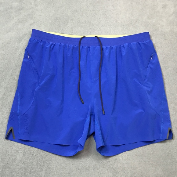 Rhone Active Shorts Mens XXL Lined 5" Workout Run Gym Blue Stretch Polyester 2XL - Picture 3 of 12